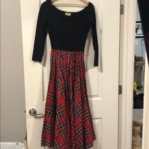 Vintage black and tartan dress with matching belt